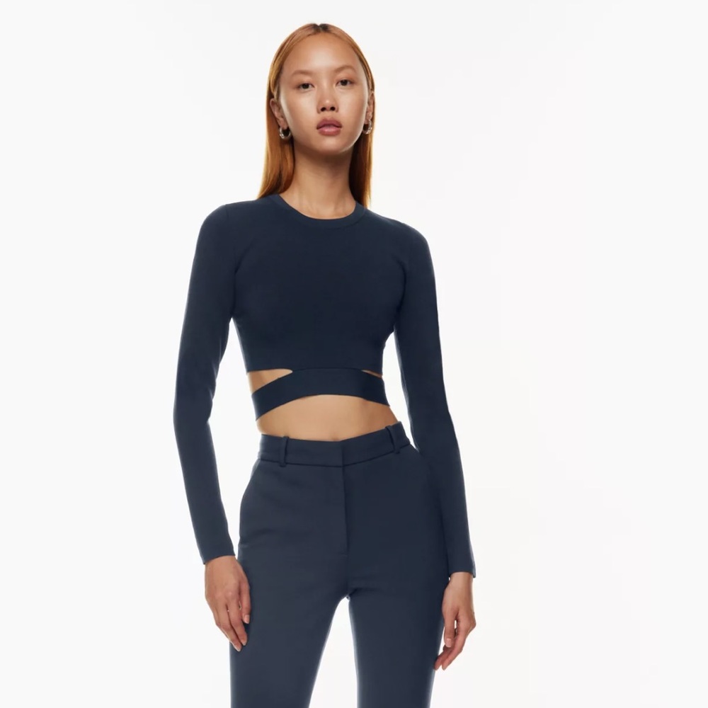 Aritzia Navy Blue Ten By Babaton Restrospect Sweater
